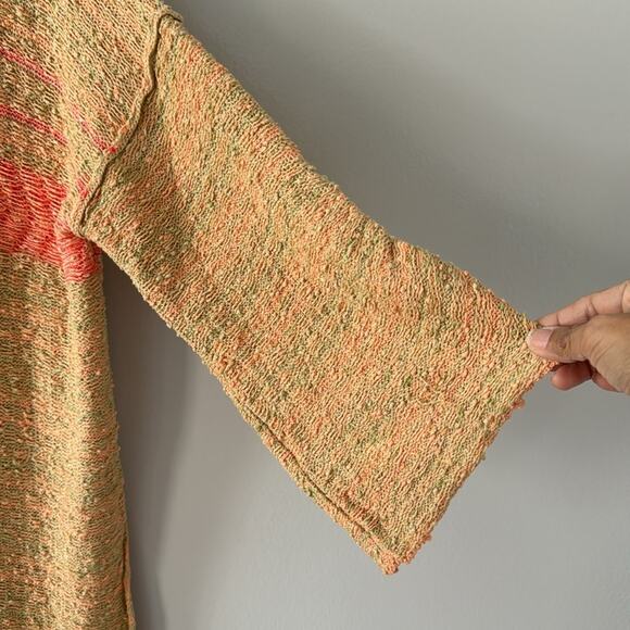 Free People Hooded Tunic Size Medium Color Cream and Orange Berkley - Picture 4 of 10